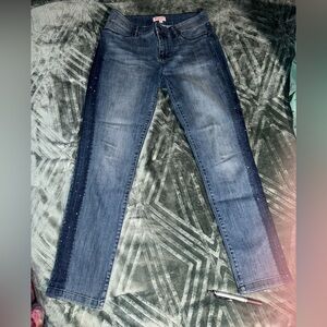 Juicy Couture Womens Denim Jeans Size 4 w/ black rhinestones down sides of legs